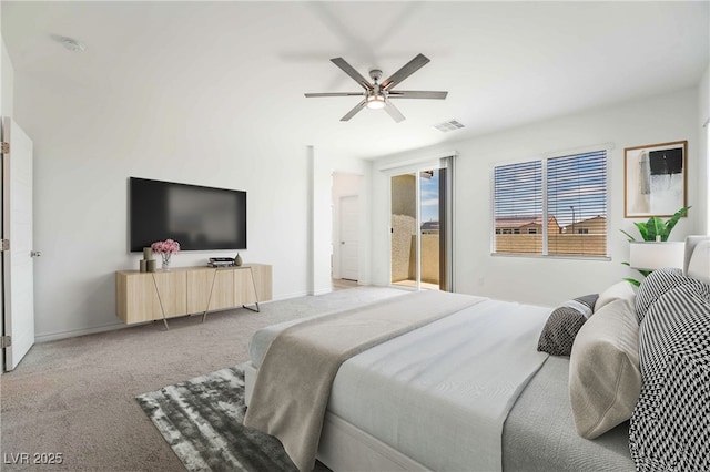 7124 Sayonara Vista St, North Las Vegas, NV 89084 - carpeted bedroom with access to exterior and a ceiling fan
