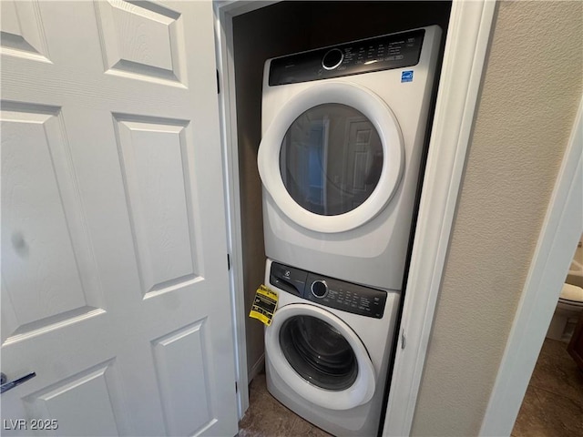 2653 Crystal Blue St, Laughlin, NV 89029 - washroom featuring estacked washer and dryer