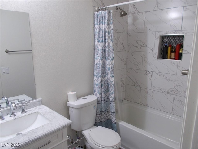 2211 Chipplegate Way N, Las Vegas, NV 89032 - full bathroom featuring vanity, shower / bathtub combination with curtain, and a textured wall