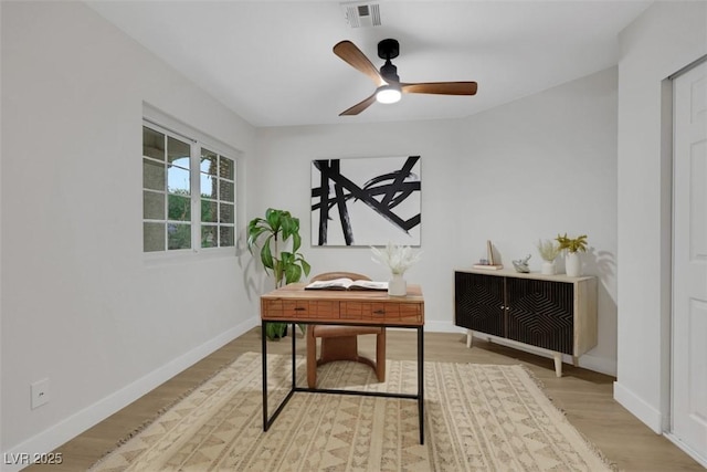 7701 Sea Cliff Way, Las Vegas, NV 89128 - office featuring light wood finished floors and ceiling fan
