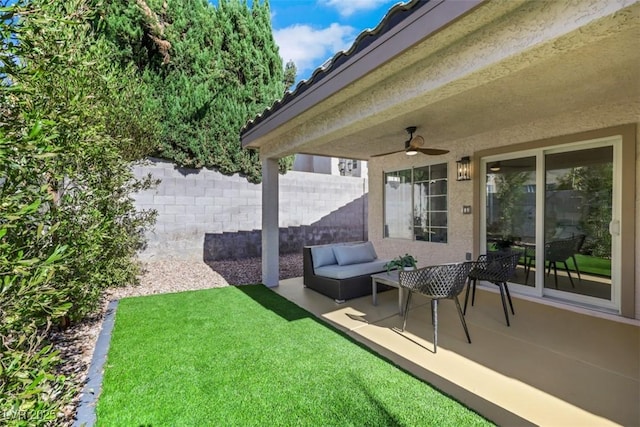 7701 Sea Cliff Way, Las Vegas, NV 89128 - view of yard featuring a ceiling fan and a patio