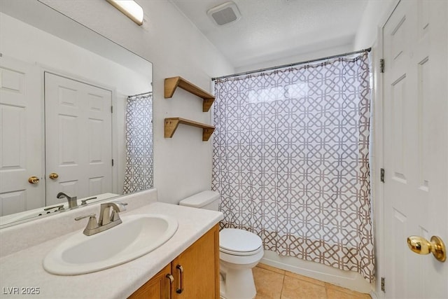 100 Crossfoot Terrace Ct, Henderson, NV 89002 - bathroom with vanity, tile patterned floors, and shower / bathtub combination with curtain