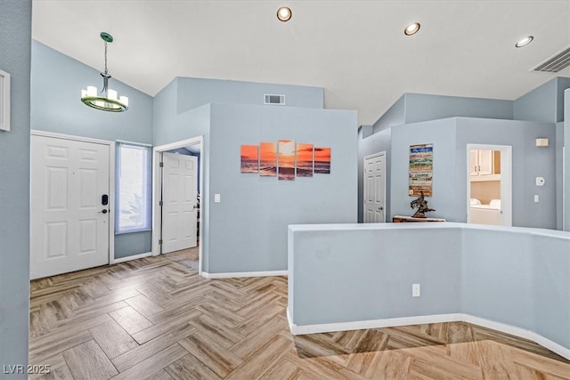 100 Crossfoot Terrace Ct, Henderson, NV 89002 - foyer with a chandelier, recessed lighting, and high vaulted ceiling