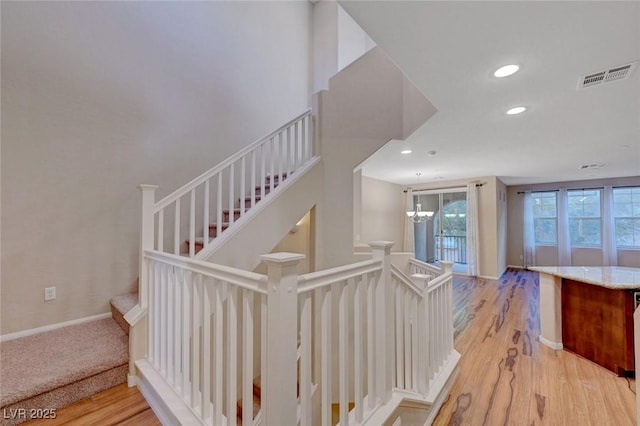 7856 Carysford Ave, Las Vegas, NV 89178 - stairs with wood finished floors and recessed lighting