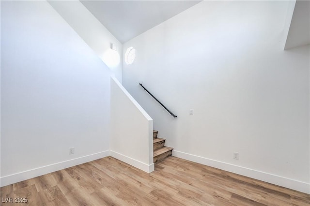 6420 Rosemount Ave, Las Vegas, NV 89156 - stairway featuring wood finished floors and baseboards