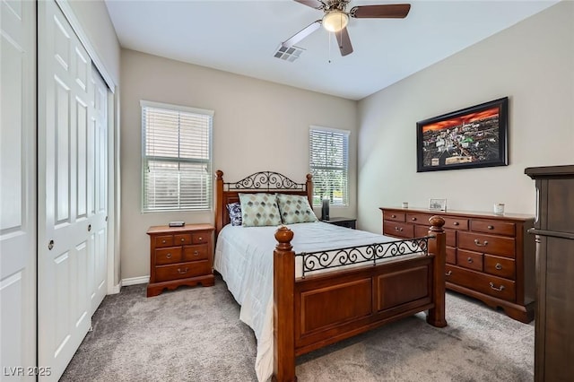 800 Rosewater Dr, Henderson, NV 89011 - bedroom with carpet flooring, a closet, and a ceiling fan