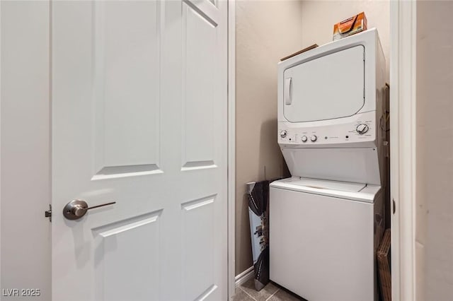 800 Rosewater Dr, Henderson, NV 89011 - laundry area featuring estacked washer and dryer and tile patterned floors