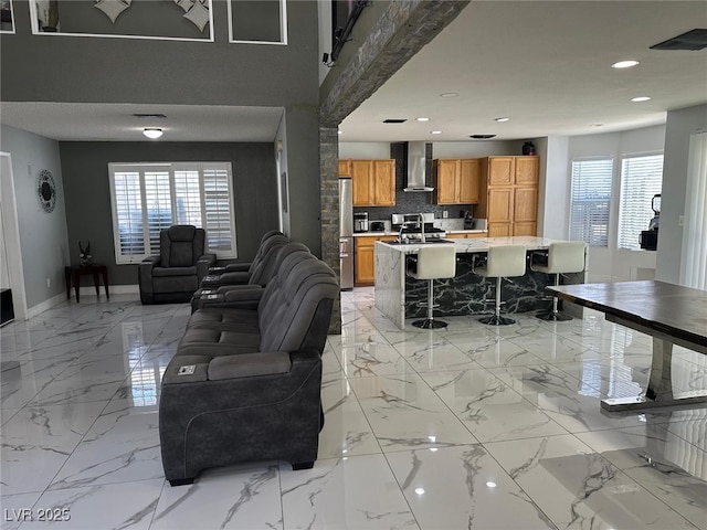 6208 Mandarin Dr, Las Vegas, NV 89108 - living area featuring recessed lighting and light marble finish floors