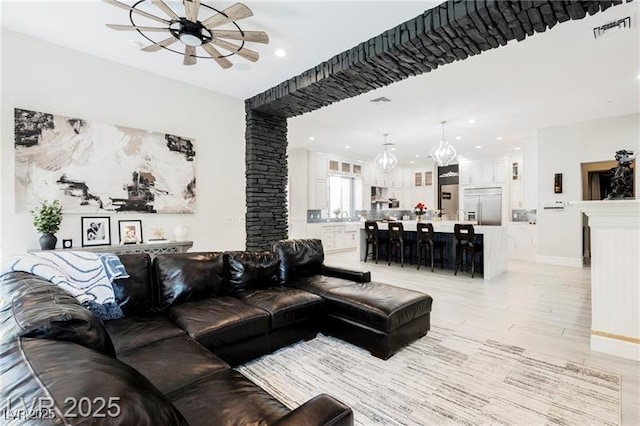 764 Ricota Ct, Henderson, NV 89012 - living area featuring ceiling fan and recessed lighting