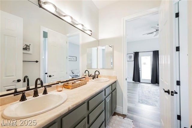 764 Ricota Ct, Henderson, NV 89012 - full bathroom featuring double vanity and wood finished floors