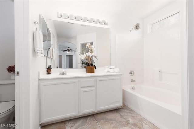 908 Shining Rose Pl, Henderson, NV 89052 - full bath with vanity,  shower combination, and a ceiling fan
