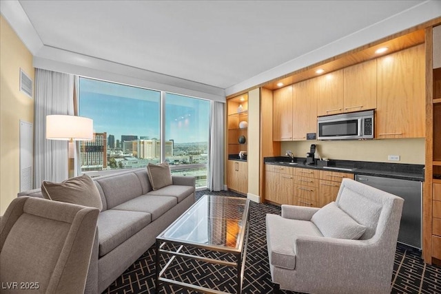 2000 N Fashion Show Dr Unit 3000, Las Vegas, NV 89109 - living room with recessed lighting and a view of city