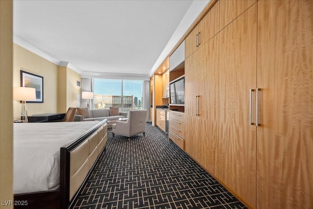 2000 N Fashion Show Dr Unit 3000, Las Vegas, NV 89109 - bedroom with crown molding and dark colored carpet