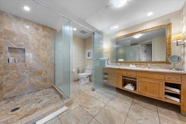 2000 N Fashion Show Dr Unit 5417, Las Vegas, NV 89109 - bathroom with a shower stall, vanity, and recessed lighting