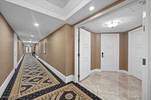 2000 N Fashion Show Dr Unit 5417, Las Vegas, NV 89109 - hallway with recessed lighting and light marble finish flooring