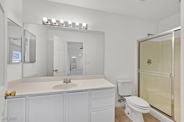 4708 Cohiba Way N, Las Vegas, NV 89031 - bathroom with a shower stall, vanity, and tile patterned floors