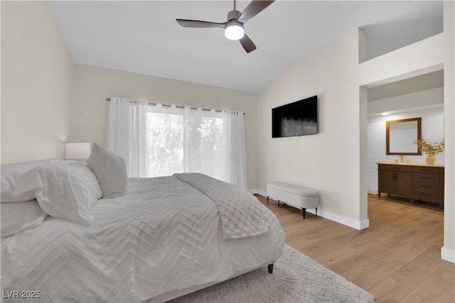 7837 Sea Rock Rd, Las Vegas, NV 89128 - bedroom with lofted ceiling, light wood-type flooring, and ceiling fan