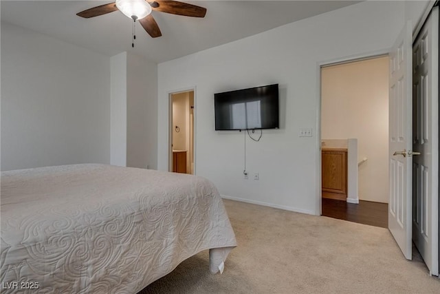 3936 Pepper Thorn Ave Unit 3, North Las Vegas, NV 89081 - bedroom with carpet, ensuite bath, and a ceiling fan