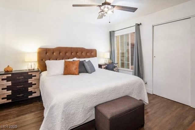 2200 S Fort Apache Rd Unit 2217, Las Vegas, NV 89117 - bedroom featuring wood finished floors, a closet, and a ceiling fan