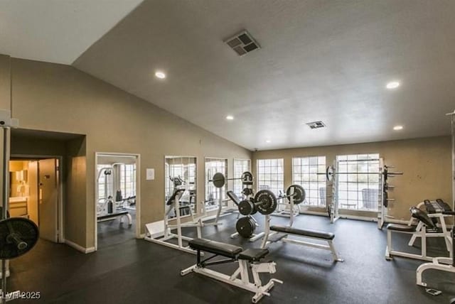 2200 S Fort Apache Rd Unit 2217, Las Vegas, NV 89117 - gym featuring healthy amount of natural light, lofted ceiling, and recessed lighting