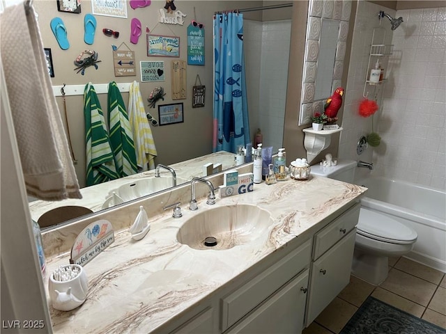 1866 Camino Verde Ln, Las Vegas, NV 89119 - full bath featuring vanity, tile patterned floors, and shower / bath combination with curtain