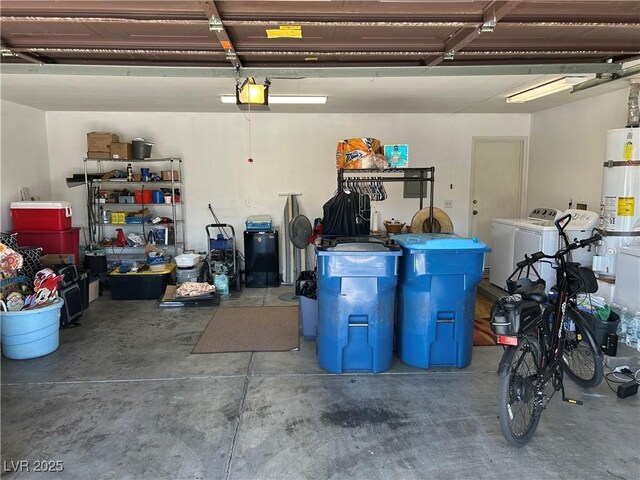 1866 Camino Verde Ln, Las Vegas, NV 89119 - garage with separate washer and dryer, a garage door opener, and water heater
