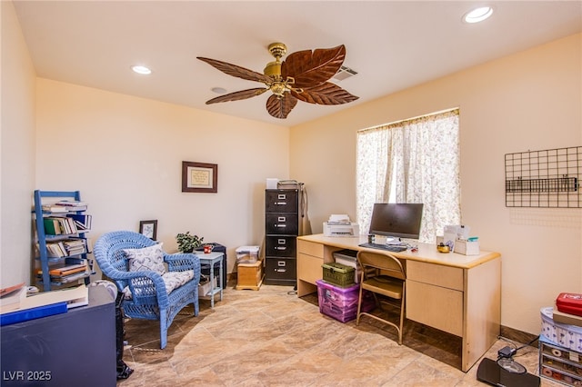9022 Sosa Creek Ave, Las Vegas, NV 89149 - office area with ceiling fan and recessed lighting
