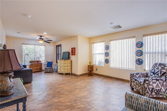 9022 Sosa Creek Ave, Las Vegas, NV 89149 - living area with plenty of natural light, recessed lighting, and ceiling fan