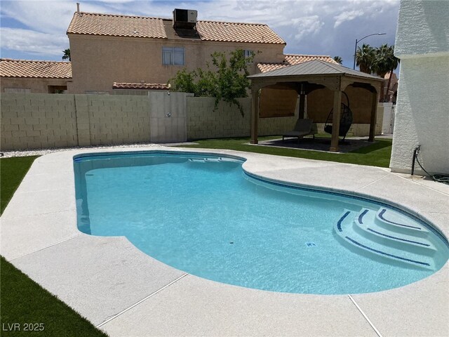 332 Dockside Ct, Las Vegas, NV 89145 - view of swimming pool featuring a gazebo, a fenced backyard, and a patio