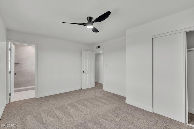 5617 Reiter Ave, Las Vegas, NV 89108 - unfurnished bedroom featuring carpet floors, ensuite bath, a closet, and a ceiling fan