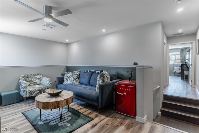 2530 Catallo St, Henderson, NV 89044 - living area with wood finished floors, ceiling fan, and recessed lighting