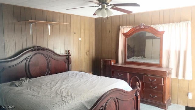 168 Lilith Ave, Pioche, NV 89043 - bedroom with wooden walls and a ceiling fan
