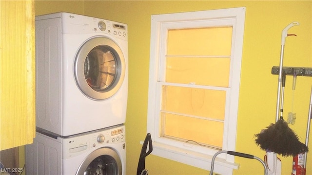 168 Lilith Ave, Pioche, NV 89043 - laundry area with stacked washer / dryer