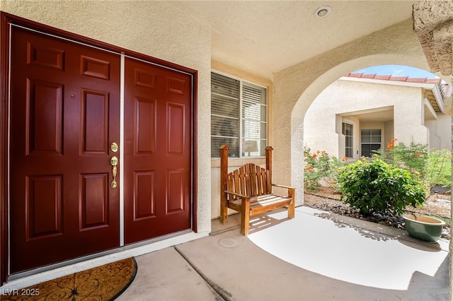 532 Kavanagh Pl, Las Vegas, NV 89123 - doorway to property with stucco siding and a porch