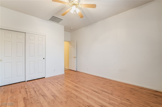 532 Kavanagh Pl, Las Vegas, NV 89123 - unfurnished bedroom featuring light wood-style floors, a closet, and a ceiling fan