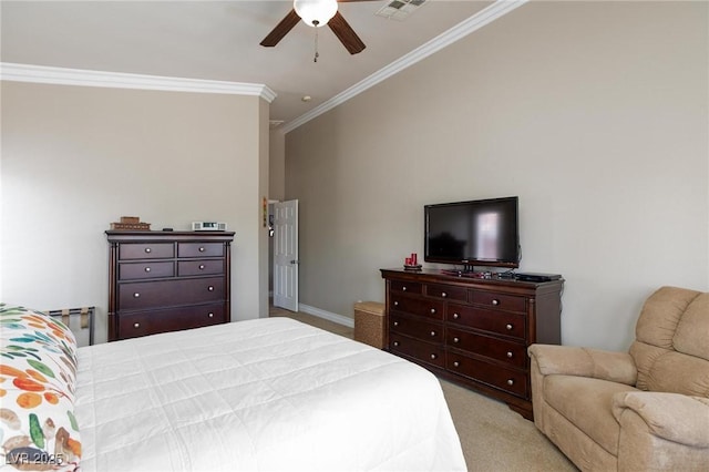7816 Glowing Peak St, Las Vegas, NV 89131 - bedroom featuring carpet flooring, crown molding, and ceiling fan