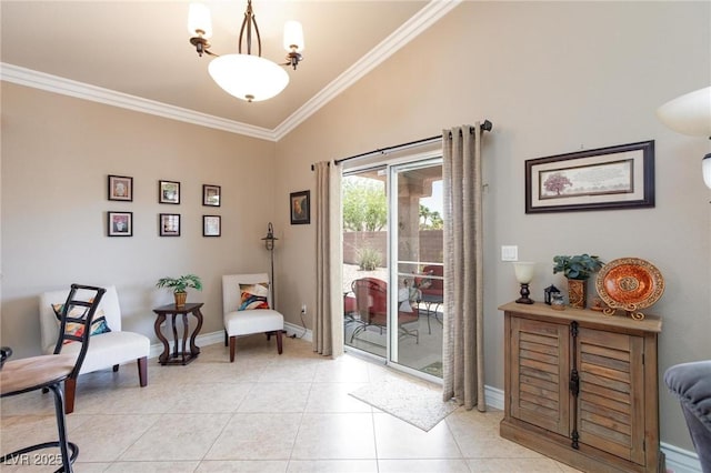 7816 Glowing Peak St, Las Vegas, NV 89131 - living area featuring crown molding and light tile patterned floors