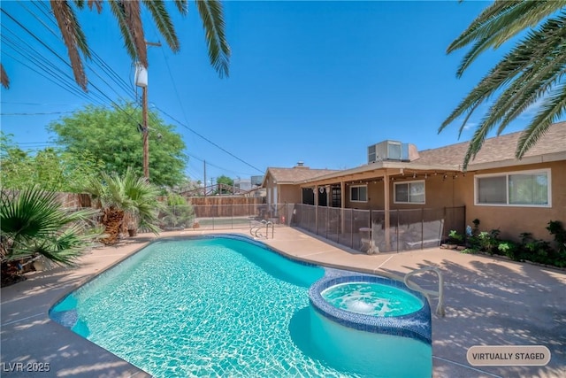 2009 E Oakey Blvd, Las Vegas, NV 89104 - view of pool with a patio, a fenced backyard, and a pool with connected hot tub