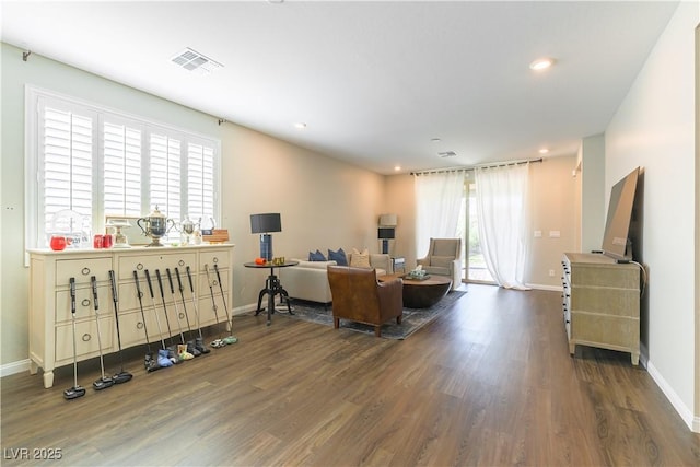 10711 Silver Pond Ave, Las Vegas, NV 89135 - living area with wood finished floors, healthy amount of natural light, and recessed lighting