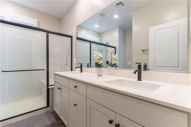 10711 Silver Pond Ave, Las Vegas, NV 89135 - bathroom with double vanity and a shower stall