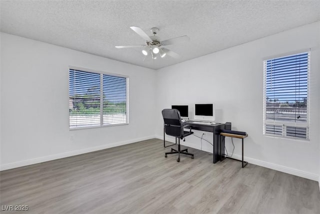 7100 Pirates Cove Rd Unit 2076, Las Vegas, NV 89145 - office with wood finished floors, a textured ceiling, and a ceiling fan
