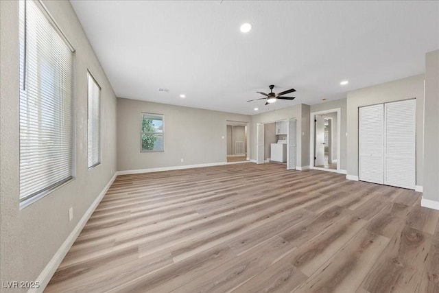 321 Oil Lantern Ln, Las Vegas, NV 89145 - unfurnished bedroom featuring recessed lighting, light wood finished floors, multiple closets, and a ceiling fan