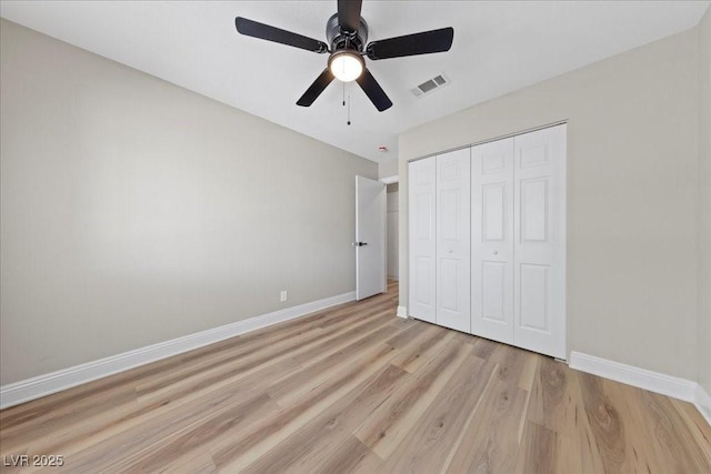 321 Oil Lantern Ln, Las Vegas, NV 89145 - unfurnished bedroom featuring light wood-style floors, a closet, and ceiling fan