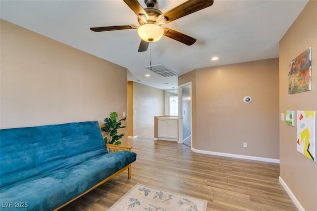 4512 Long Horse Ct, Las Vegas, NV 89147 - living area with light wood-style flooring, ceiling fan, and recessed lighting