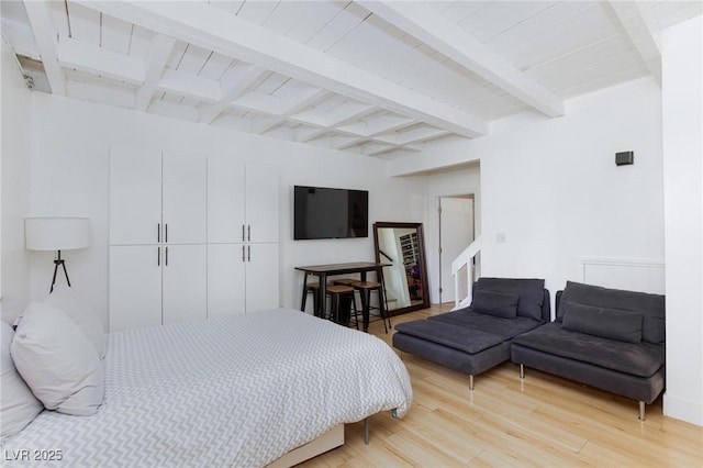 4778 Knotty Pine Way, Las Vegas, NV 89124 - bedroom featuring light wood finished floors and beamed ceiling