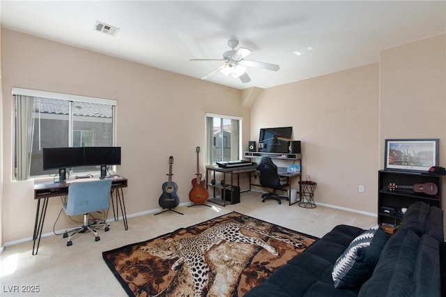6170 E Sahara Ave Unit 1076, Las Vegas, NV 89142 - carpeted home office with baseboards and ceiling fan