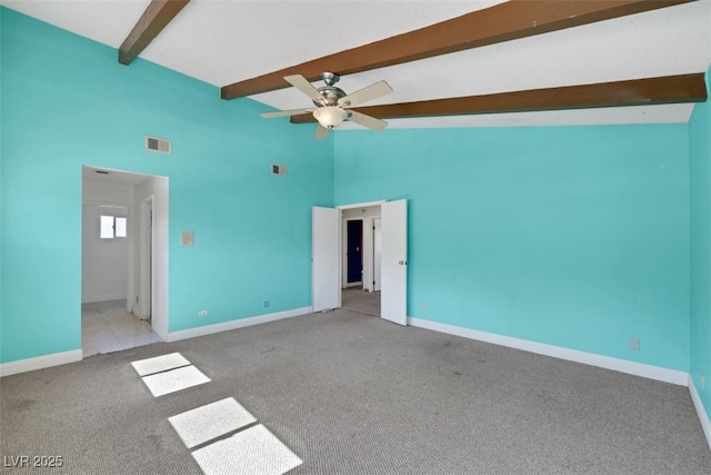 1385 Morning Sun Way, Las Vegas, NV 89110 - unfurnished bedroom with beamed ceiling, carpet flooring, and high vaulted ceiling