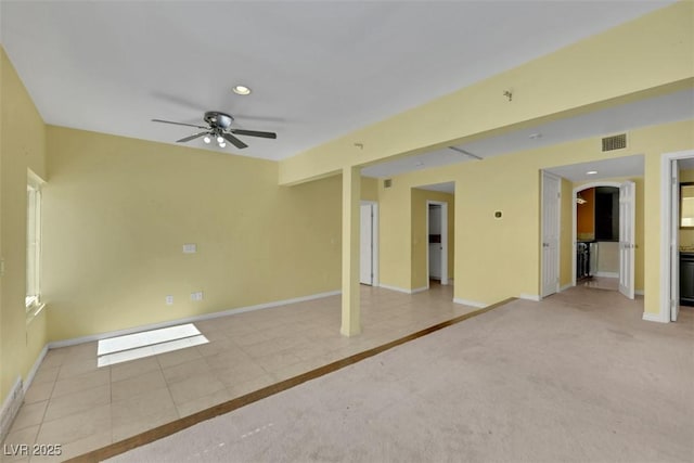 1385 Morning Sun Way, Las Vegas, NV 89110 - spare room featuring ceiling fan, recessed lighting, and arched walkways