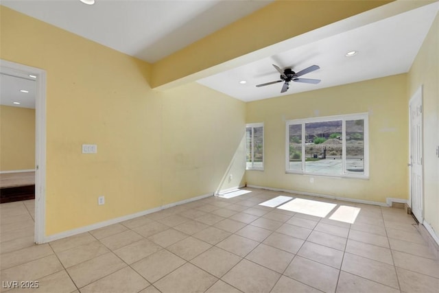 1385 Morning Sun Way, Las Vegas, NV 89110 - spare room featuring light tile patterned flooring, recessed lighting, and a ceiling fan