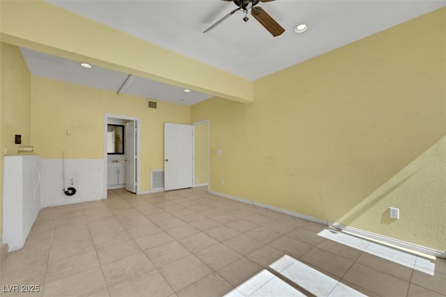 1385 Morning Sun Way, Las Vegas, NV 89110 - spare room with ceiling fan, light tile patterned floors, recessed lighting, and beamed ceiling